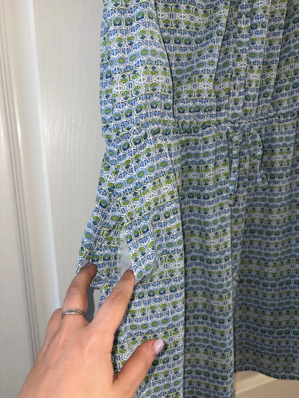 GAP Sleeveless Blue & Green Printed Midi Shift Dress - Picture 4 of 7